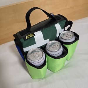 Green Guru Sixer 6-pack Insulated Beverage Caddy, For Bike, Green and Blue